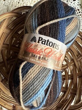 Patons Classic Wool Merino Yarn - Blue, Gray, Brown, black Blend